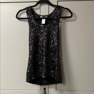 Alice + Olivia Black Sequin Tank Top
